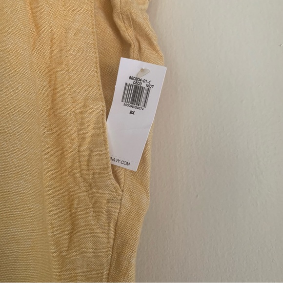 Yellow Linen Crop Pants NWT Old Navy 2X - Picture 3 of 5